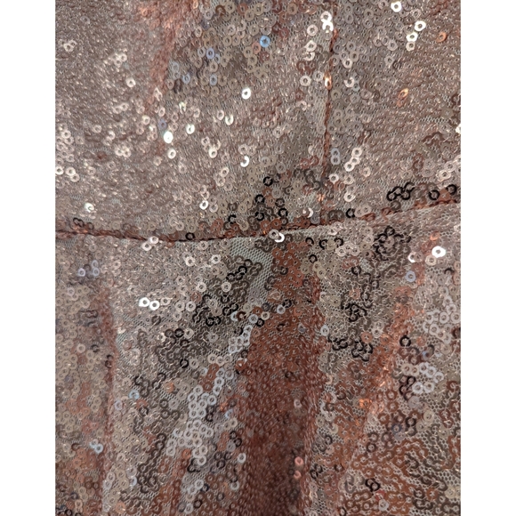 Ieena For Mac Duggal Sequin Rose Gold Fit And Flare Dress Size 4 - Picture 3 of 8